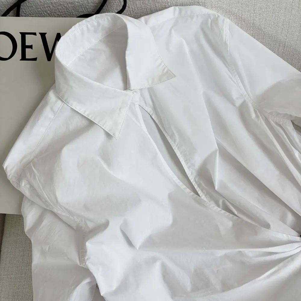 Loewe Women Draped Shirt in Cotton-White - image 5