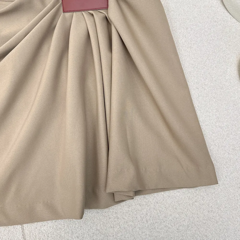 Loewe Women Draped Skirt in Cotton and Silk-Khaki Brown - image 8