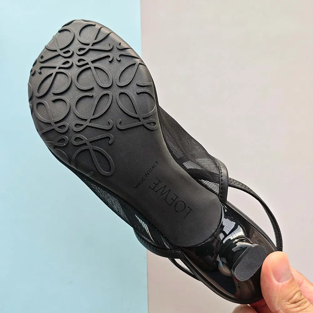 Loewe Women Petal Slingback Heel Sandal in Mesh-Black - image 10
