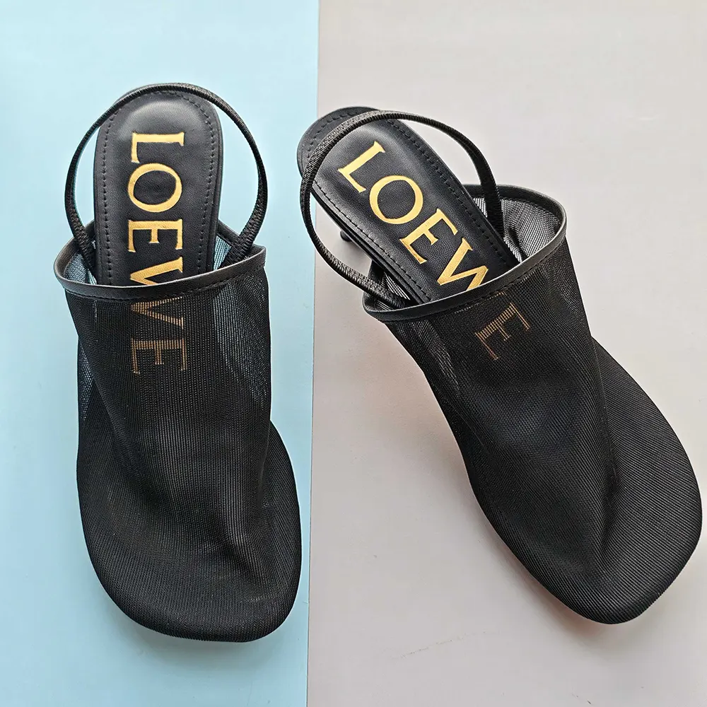 Top detail showing adjustable slingback strap on Loewe Women Petal Slingback Heel Sandal