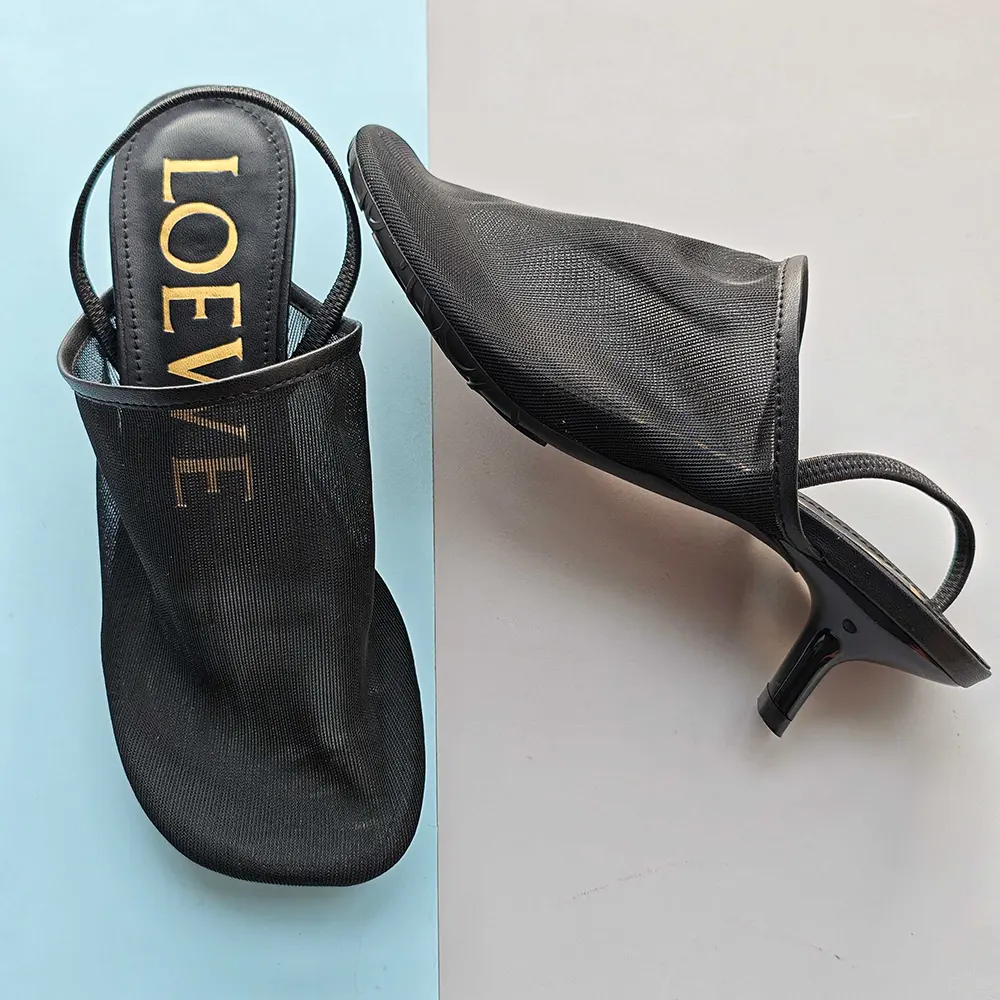 Loewe Women Petal Slingback Heel Sandal in Mesh-Black - image 6