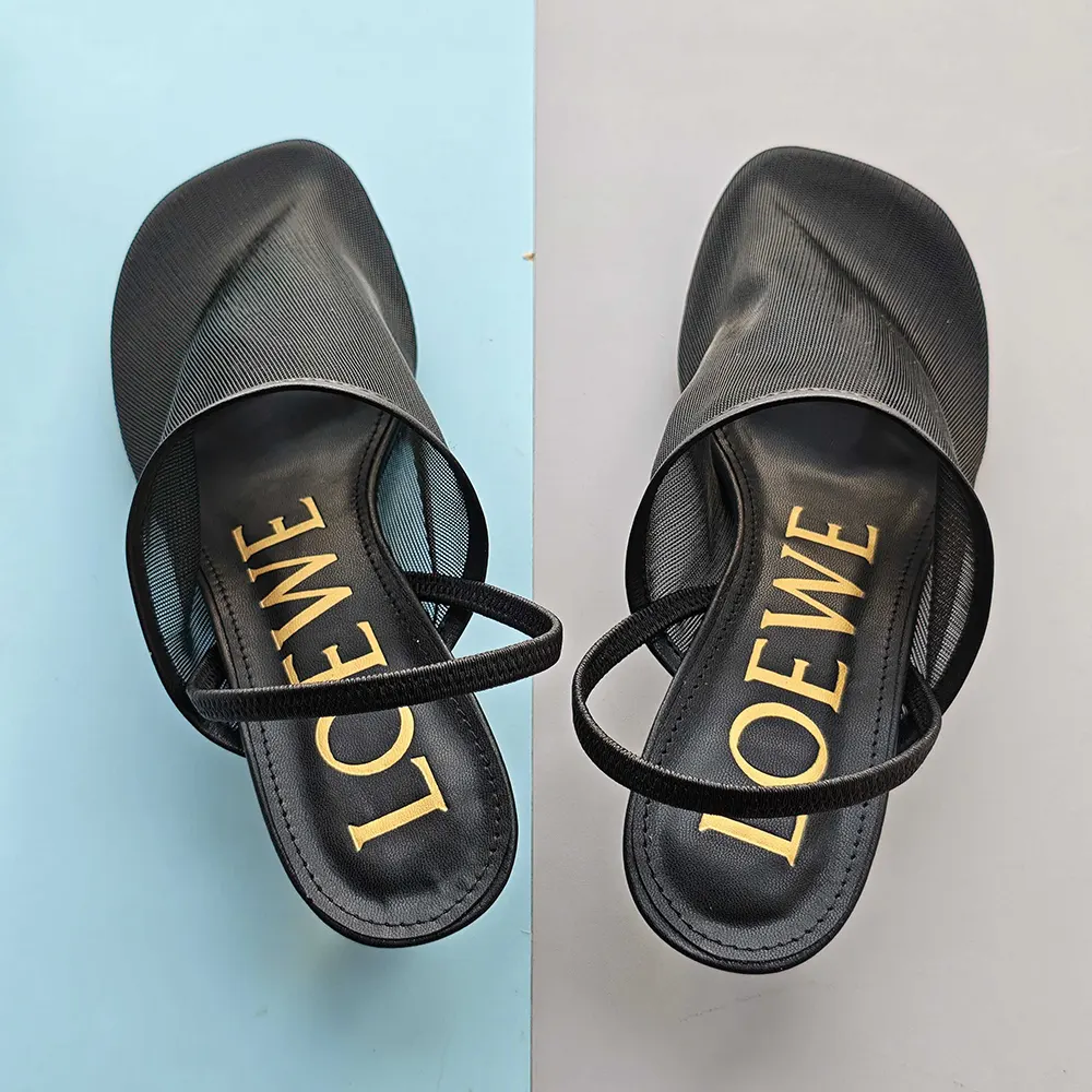 Loewe Women Petal Slingback Heel Sandal in Mesh-Black - image 5