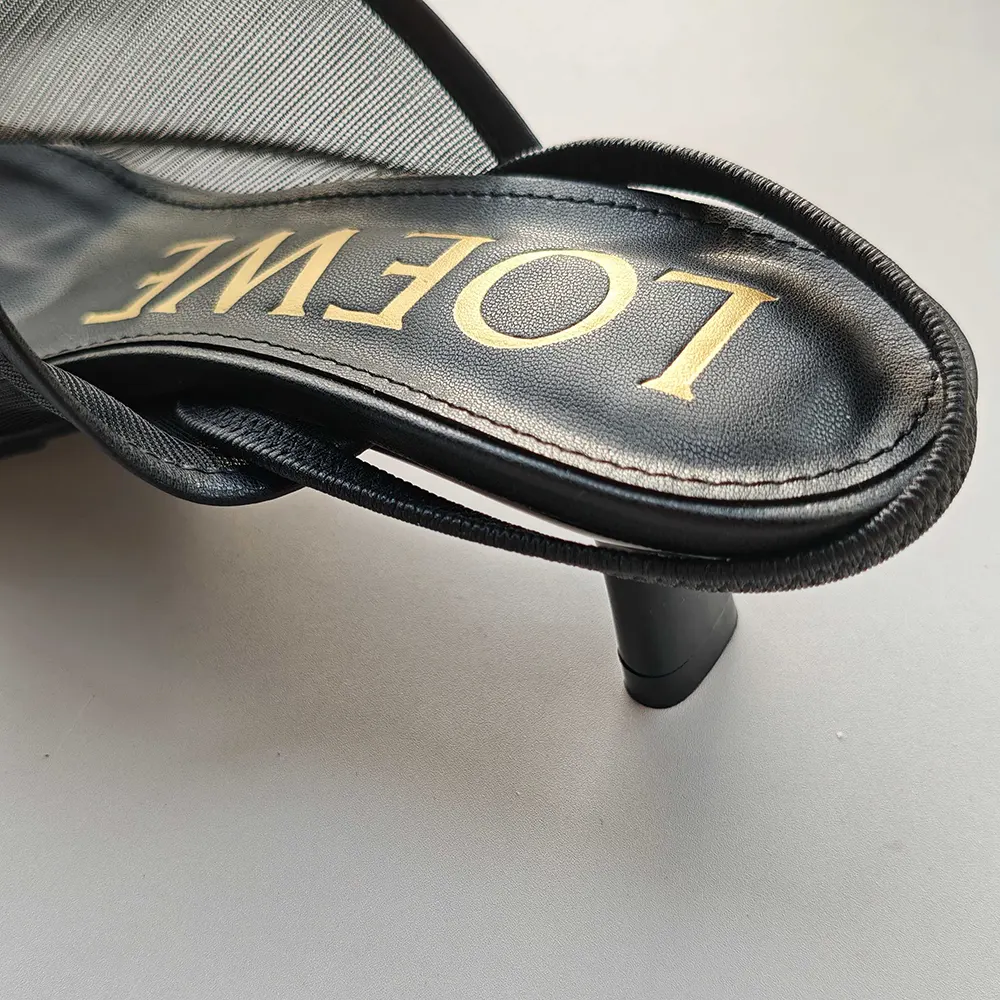 Loewe Women Petal Slingback Heel Sandal in Mesh-Black - image 9