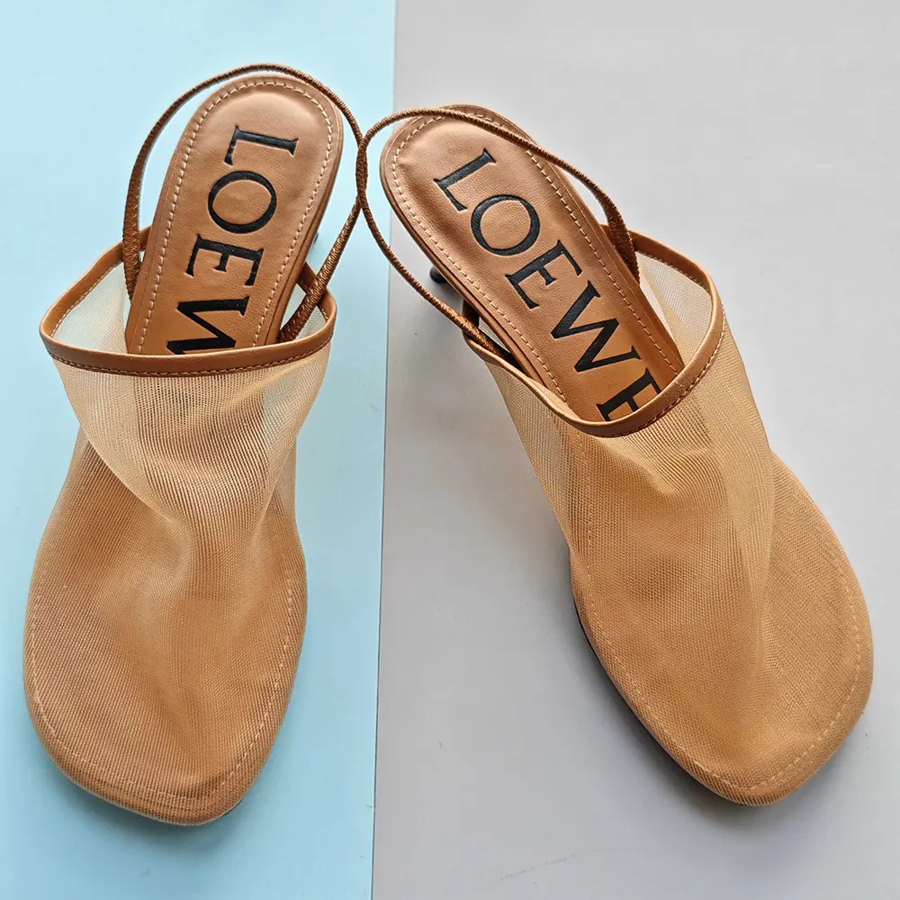 Rear view showing slingback strap of Loewe Women Petal Slingback Heel Sandal