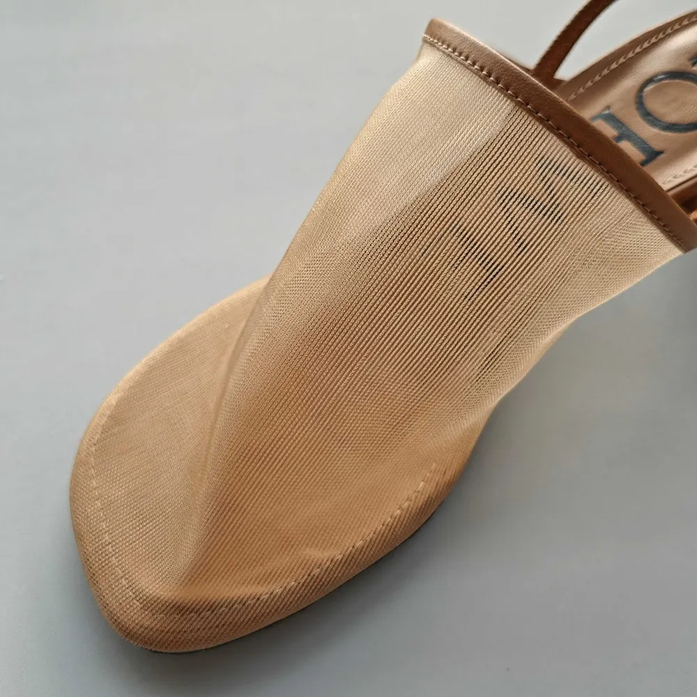 Loewe Women Petal Slingback Heel Sandal in Mesh-Tan - image 9