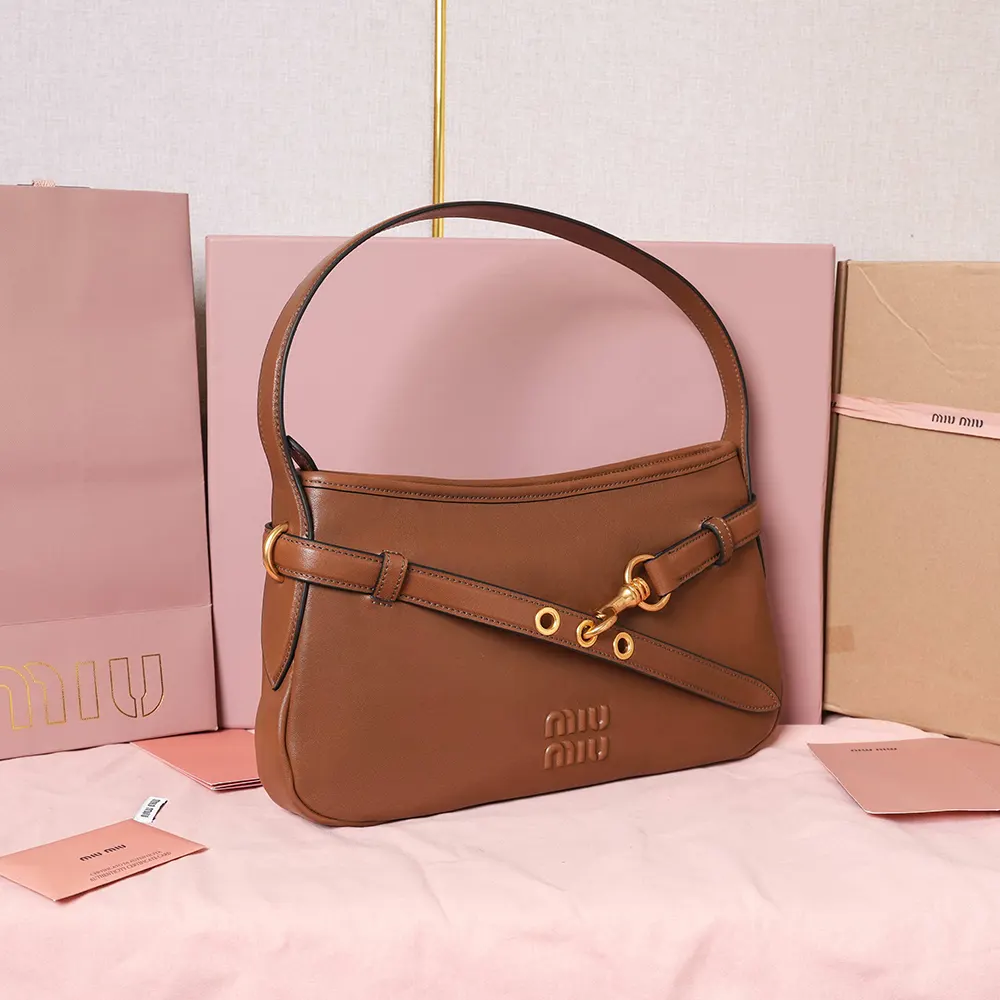 Miu Miu Women Aventure Nappa Leather Bag-Brown - image 4