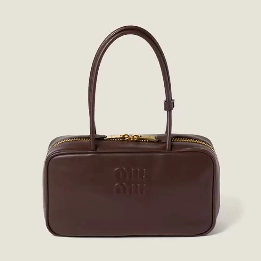 Front view of Miu Miu Women Beau Leather Top-handle Bag-Briarwood