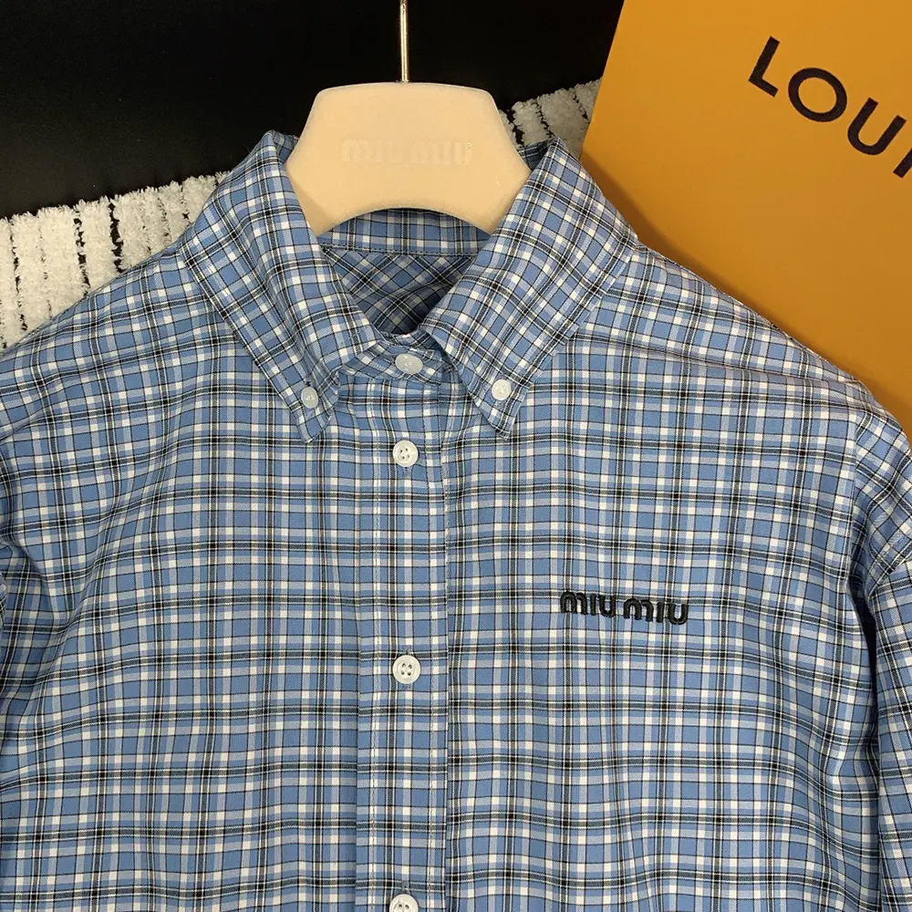 Miu Miu Women Checked Poplin Shirt - image 4