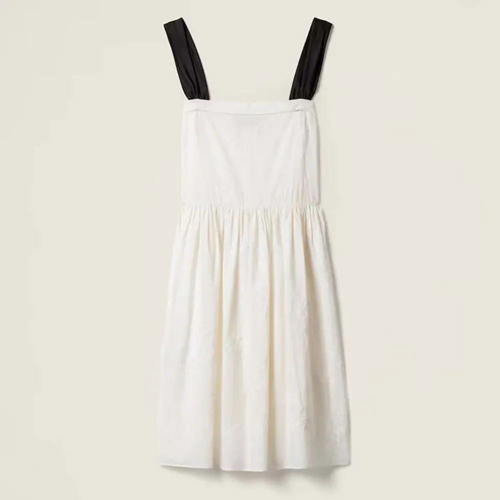 Front view of Miu Miu Women Embroidered Batiste Dress in white