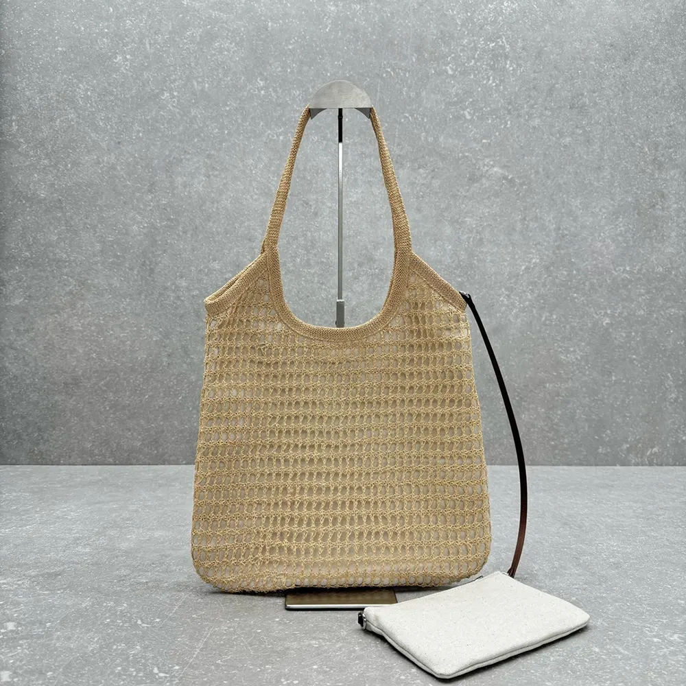 Side angle showing adjustable shoulder strap of Miu Miu Women IVY Linen Bag