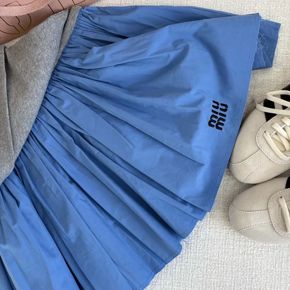 Miu Miu Women Poplin and Jersey Miniskirt-Blue - image 7