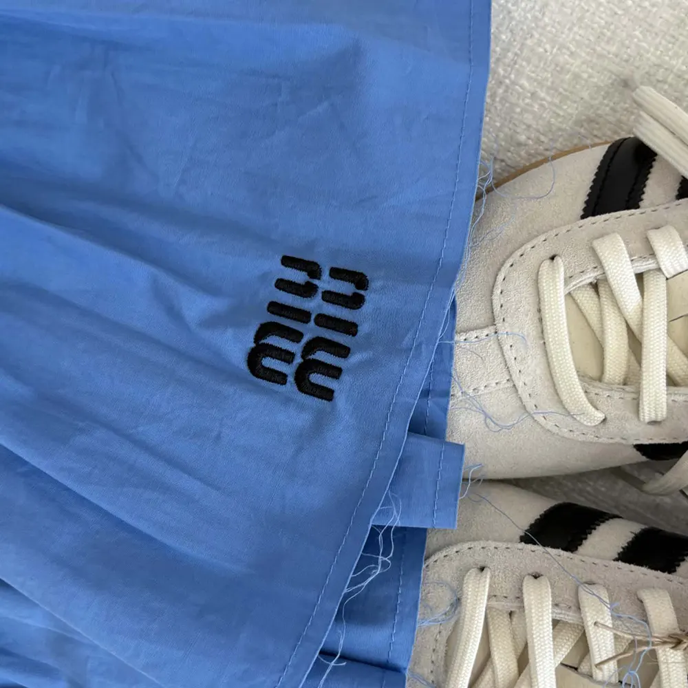 Miu Miu Women Poplin and Jersey Miniskirt-Blue - image 6