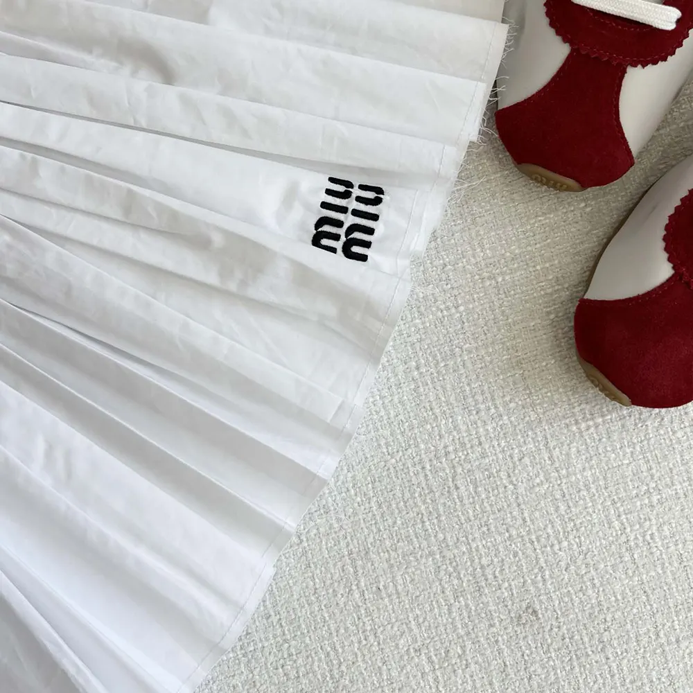 Miu Miu Women Poplin and Jersey Miniskirt-White - image 6