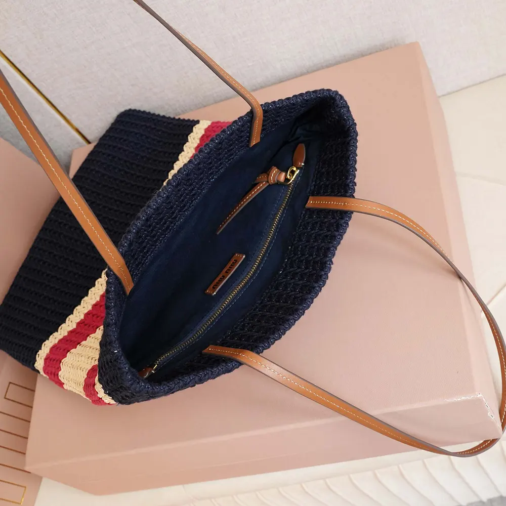 Miu Miu Women Raffia-effect Woven Tote Bag - image 7