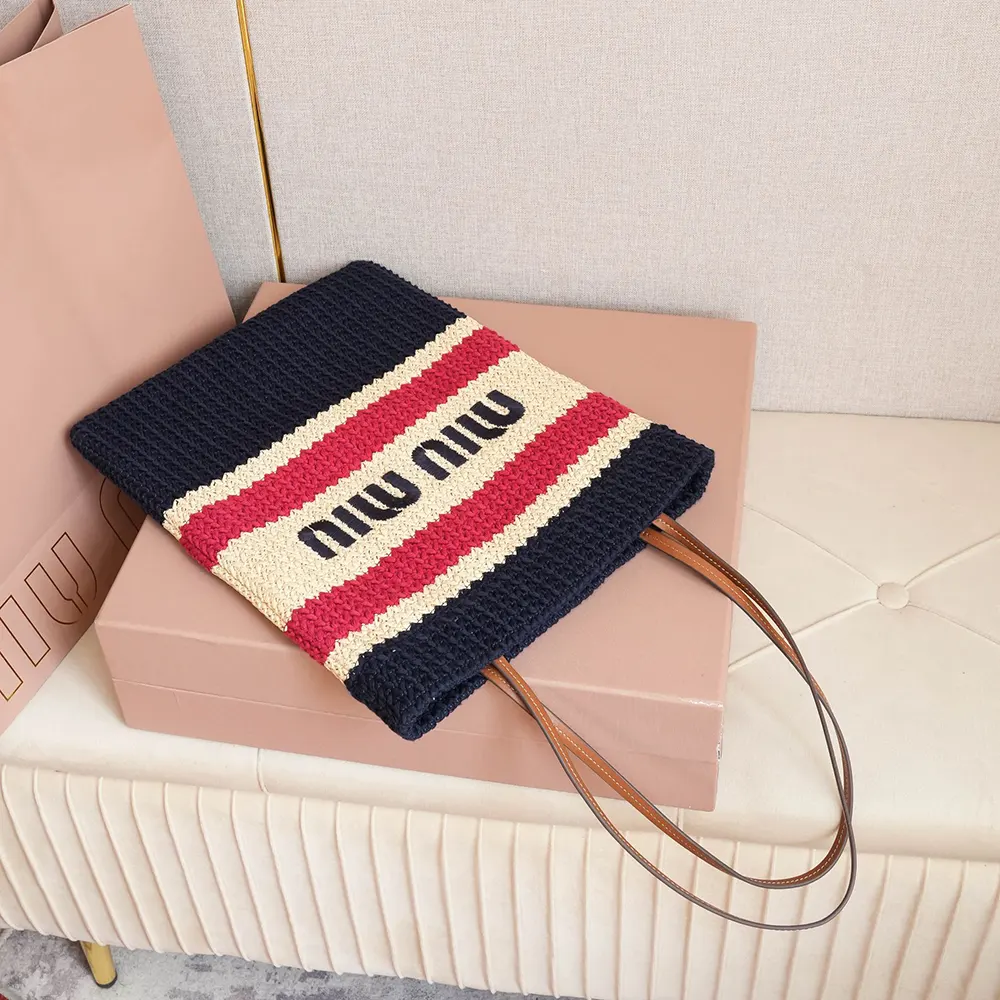 Miu Miu Women Raffia-effect Woven Tote Bag - image 6