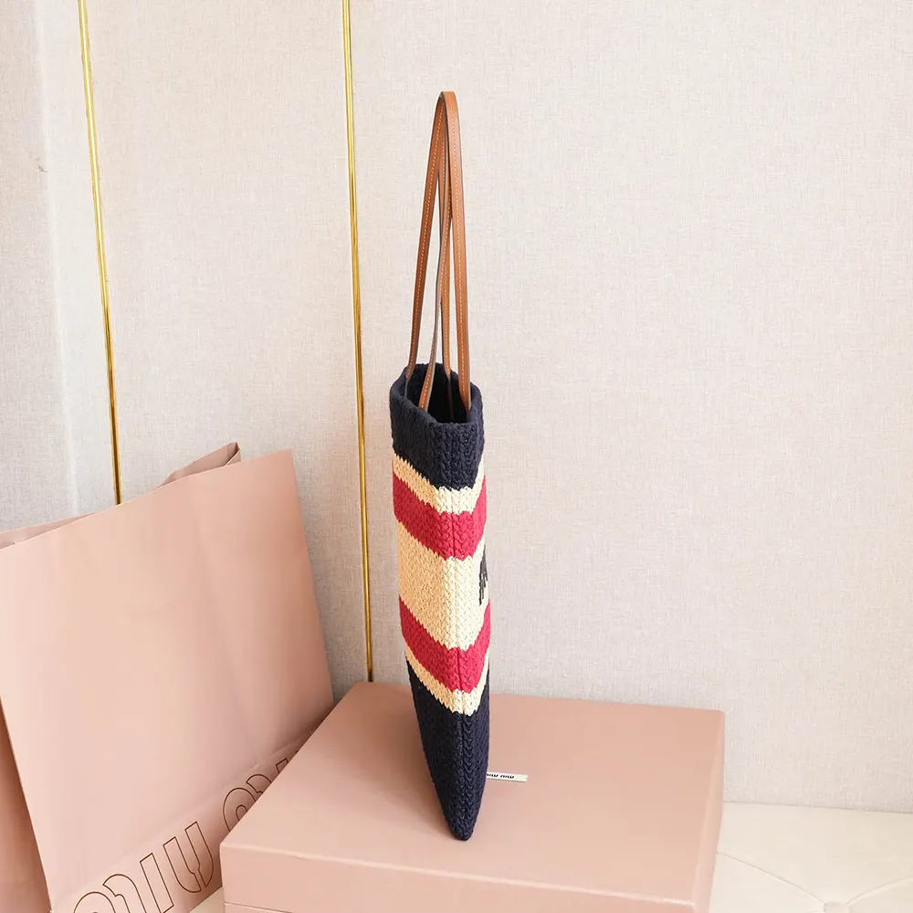 Miu Miu Women Raffia-effect Woven Tote Bag - image 5