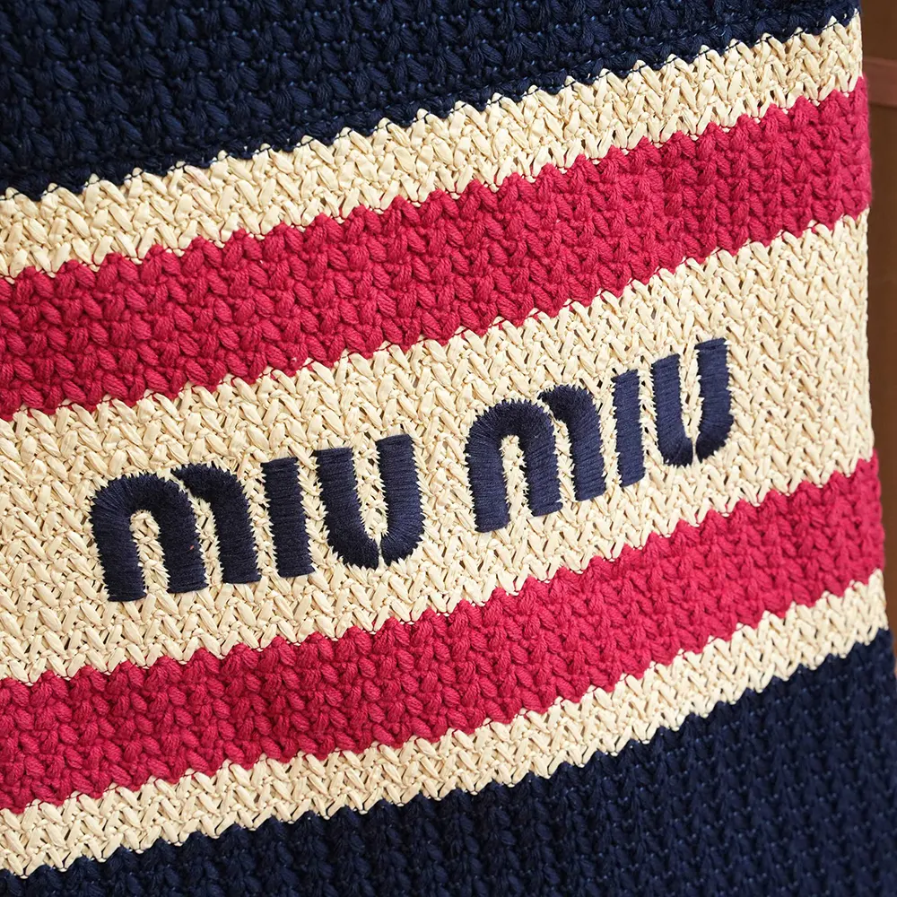 Miu Miu Women Raffia-effect Woven Tote Bag - image 8