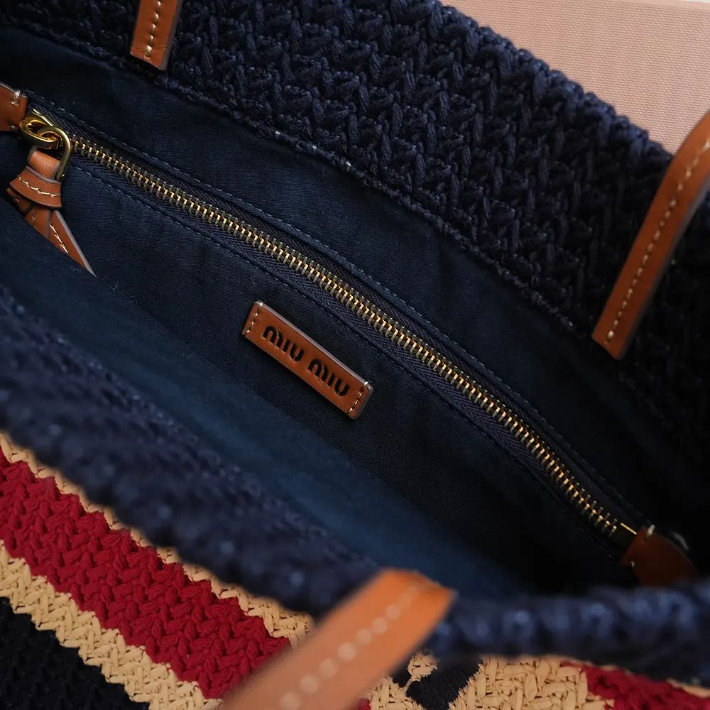 Miu Miu Women Raffia-effect Woven Tote Bag - image 10