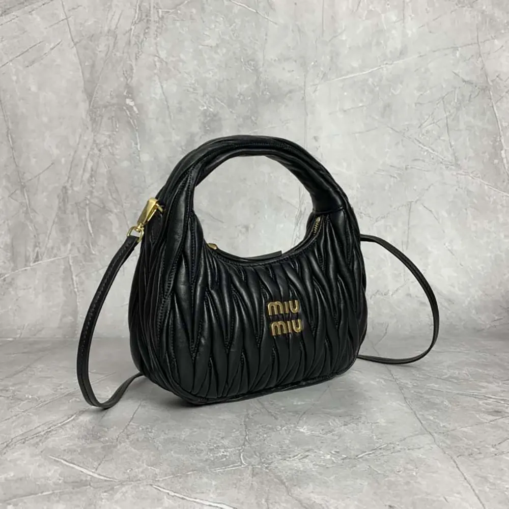 Miu Miu Women Wander Matelassé Nappa Leather Hobo Bag-Black - image 4