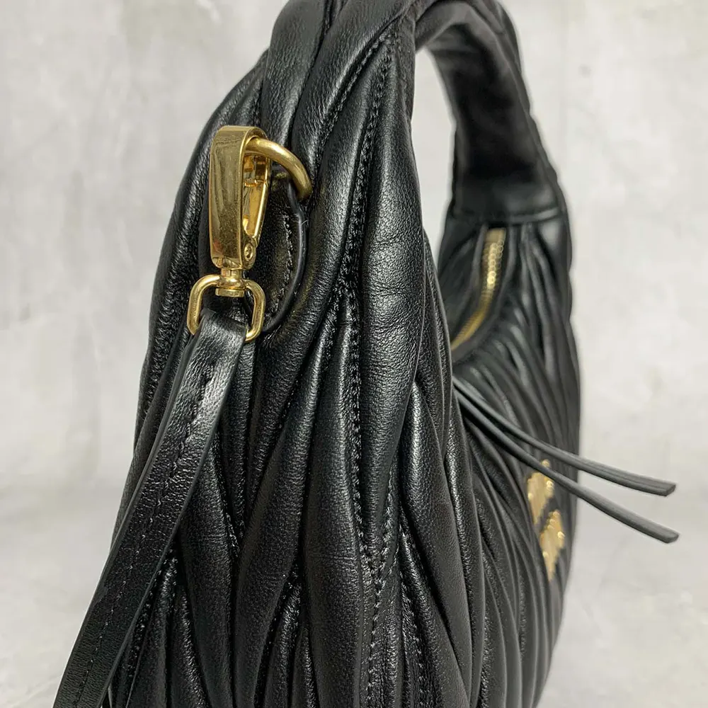 Miu Miu Women Wander Matelassé Nappa Leather Hobo Bag-Black - image 6