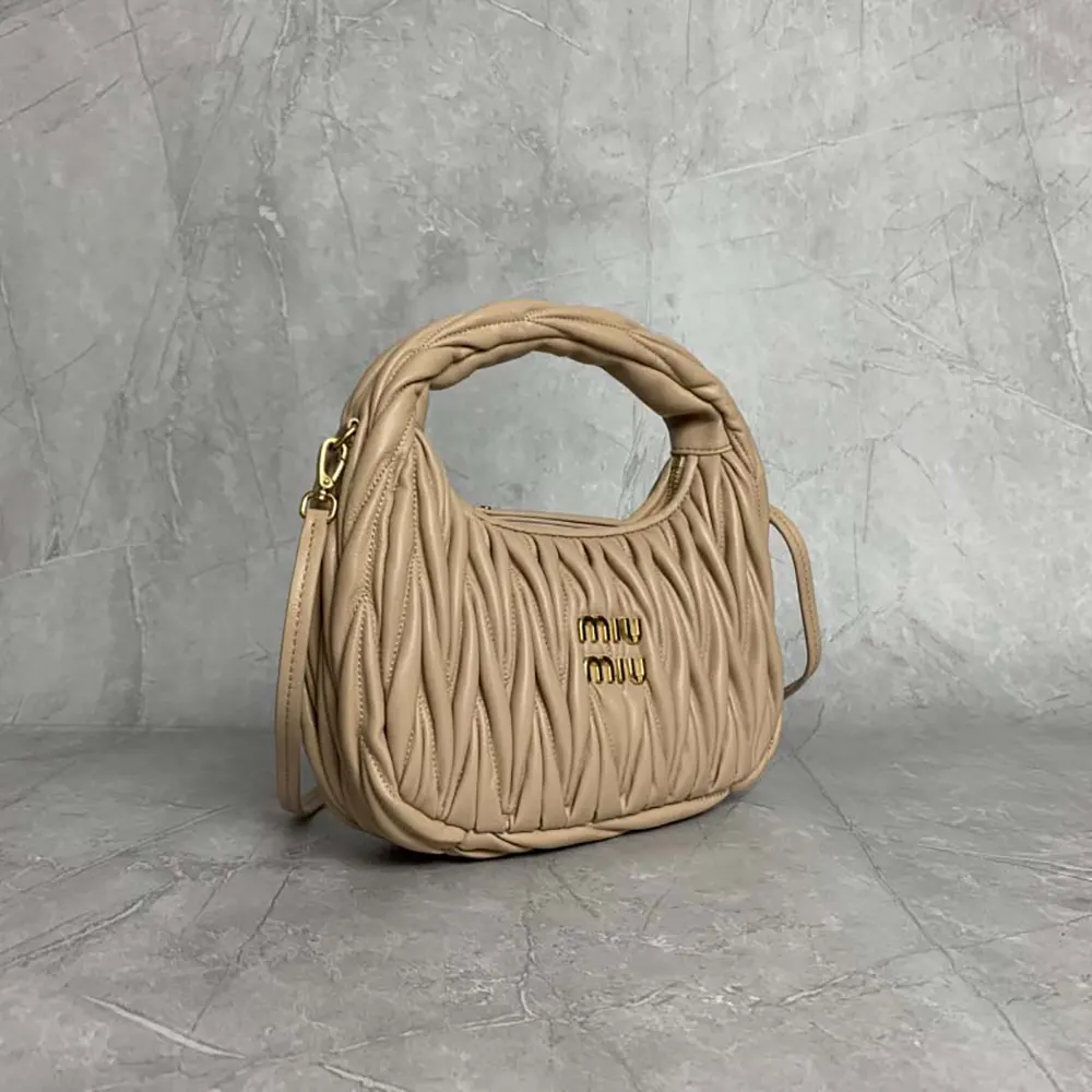 Miu Miu Women Wander Matelassé Nappa Leather Hobo Bag-Brown - image 4