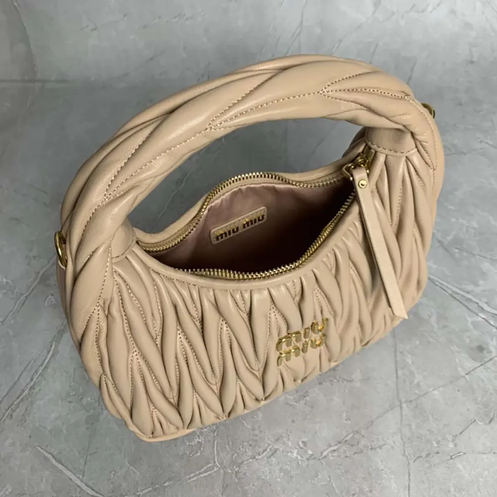 Miu Miu Women Wander Matelassé Nappa Leather Hobo Bag-Brown - image 5
