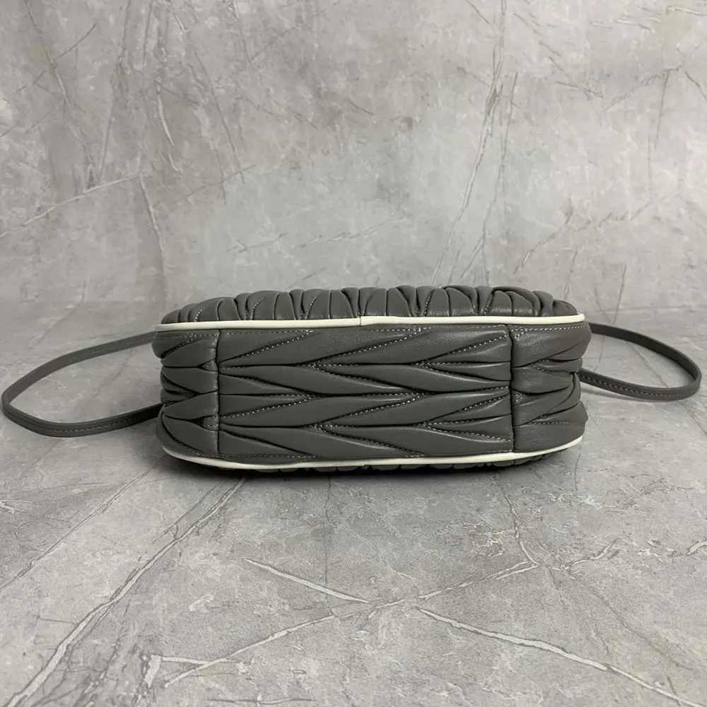 Miu Miu Women Wander matelassé nappa leather bag-Gray/White - image 5