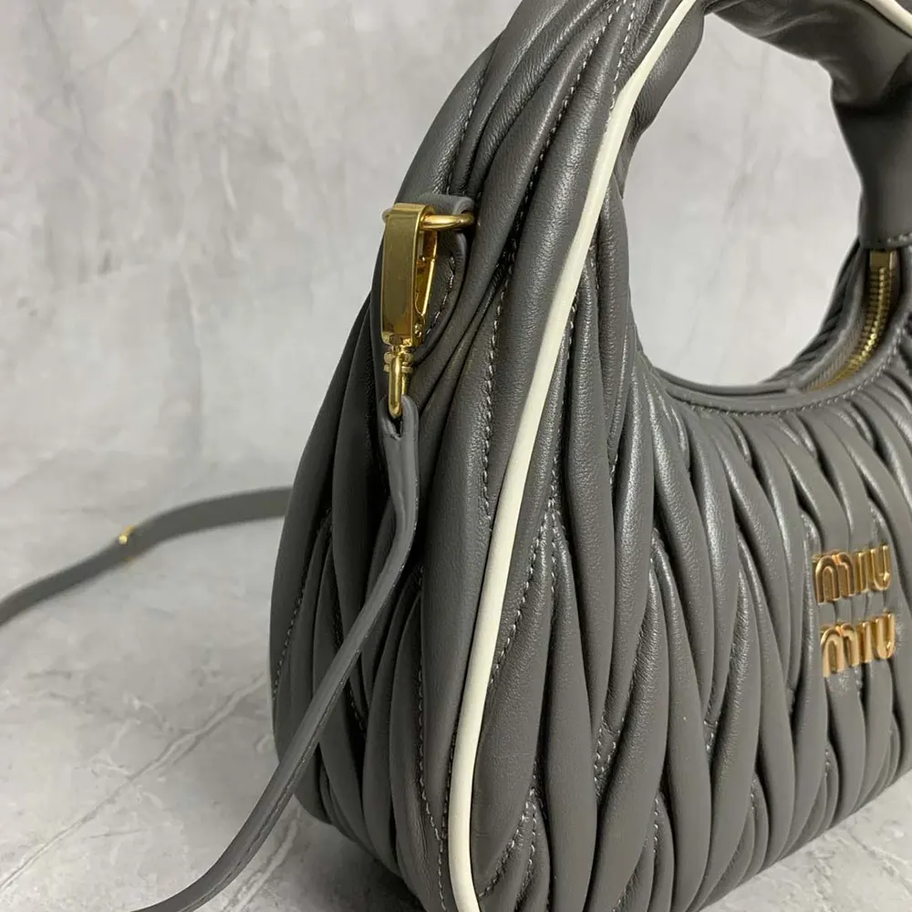 Miu Miu Women Wander matelassé nappa leather bag-Gray/White - image 7