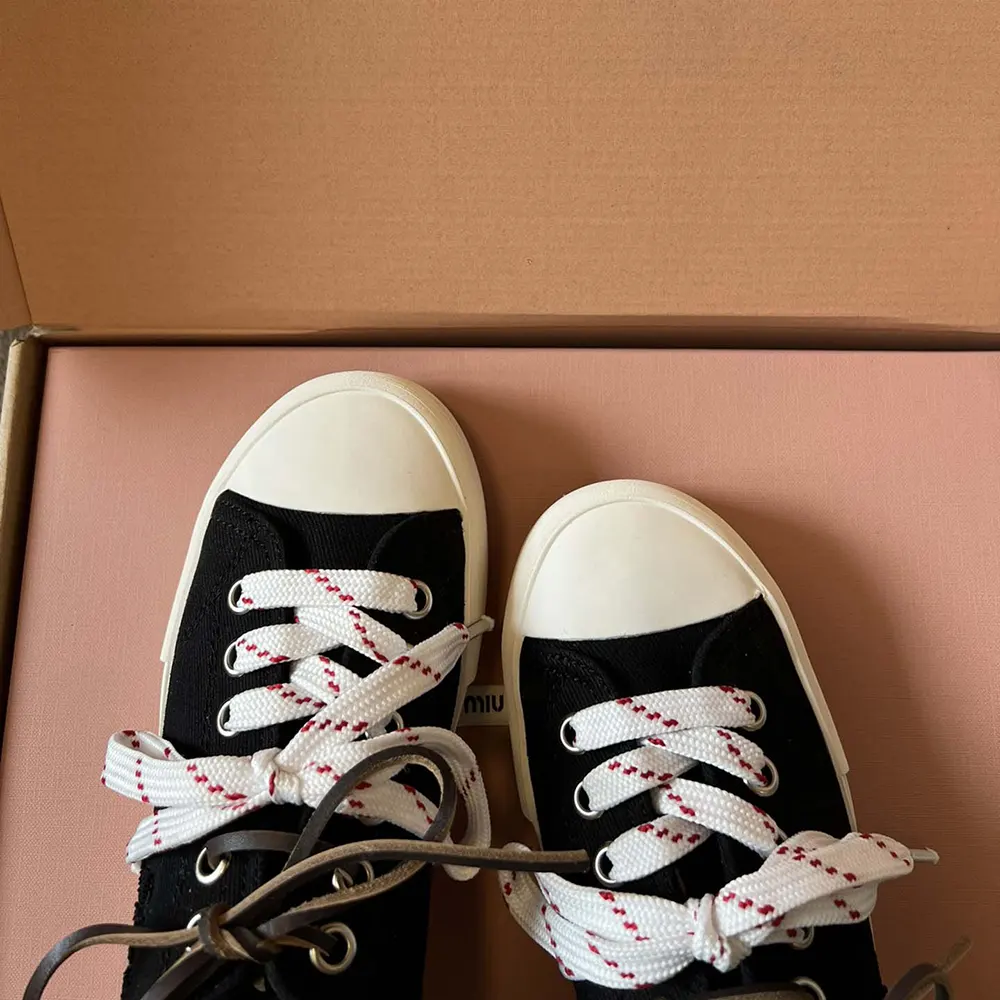 Miu Miu Women Washed Denim Sneakers-Black - image 7