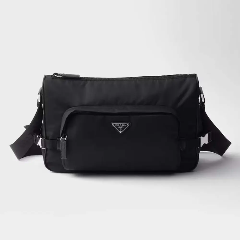 Front view of Prada Unisex Large Re-Nylon and Saffiano Leather Shoulder Bag