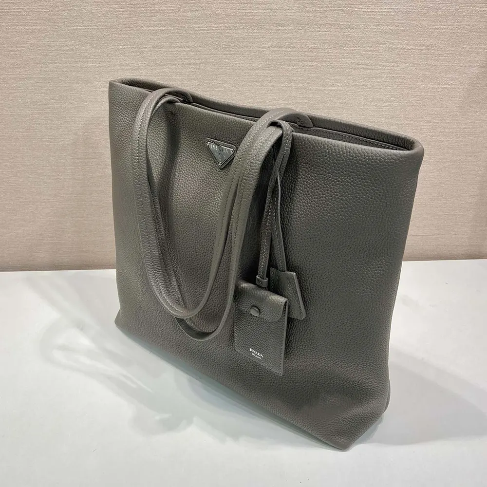 Prada Unisex Leather Tote-Bamboo Gray - image 5