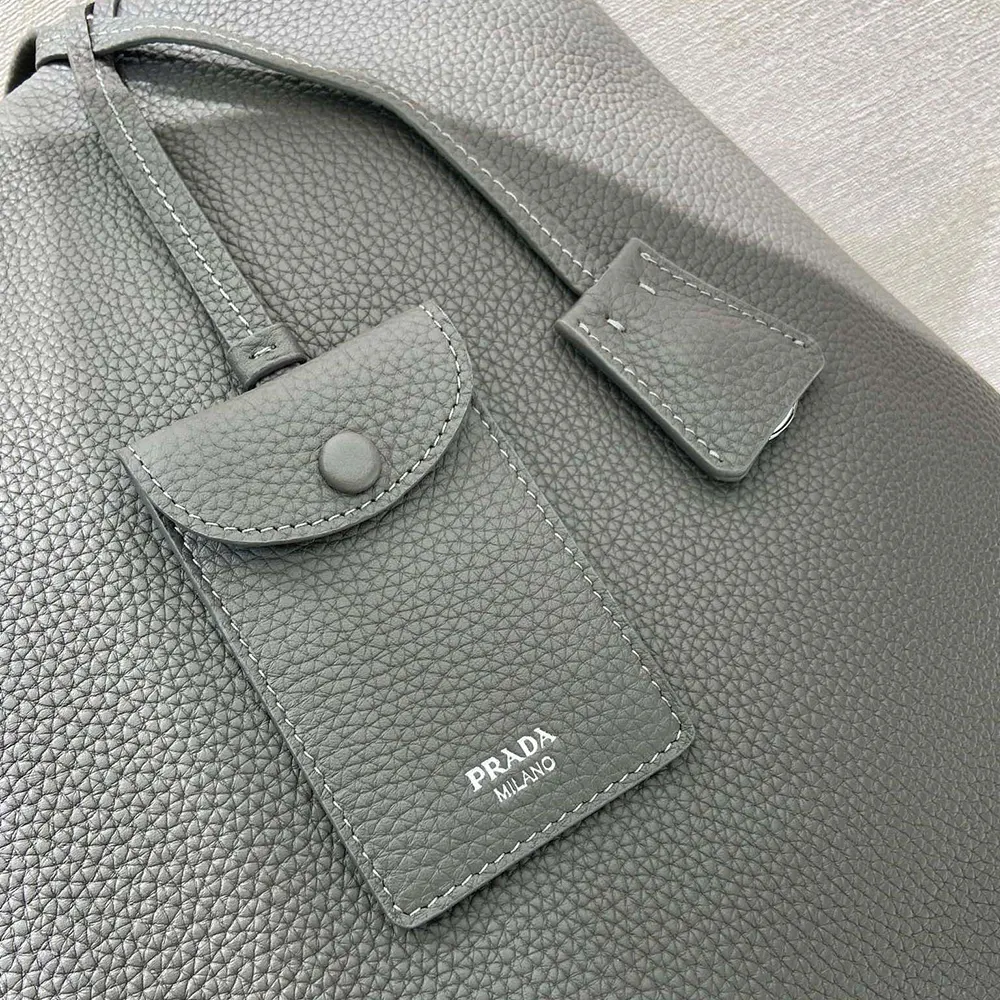 Prada Unisex Leather Tote-Bamboo Gray - image 8