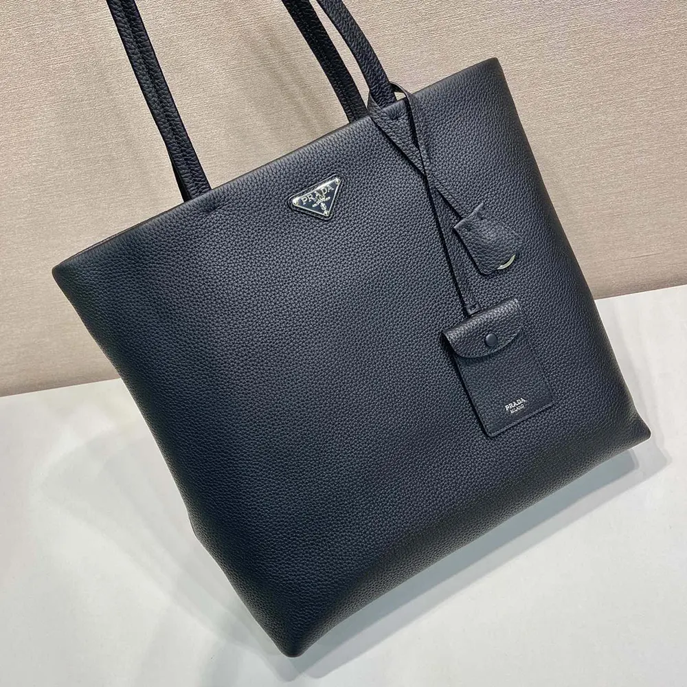 Prada Unisex Leather Tote-Black - image 4