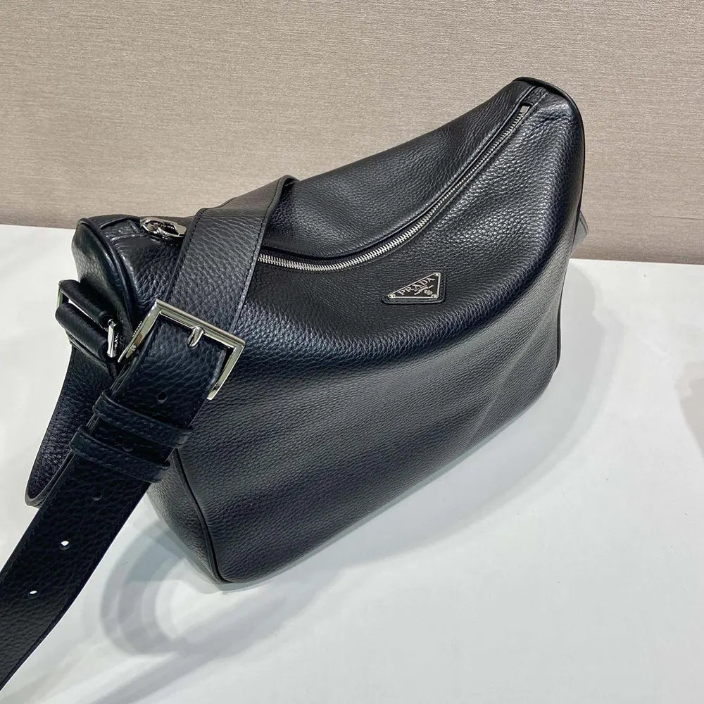 Prada Unisex Medium Leather Shoulder Bag-Black - image 5