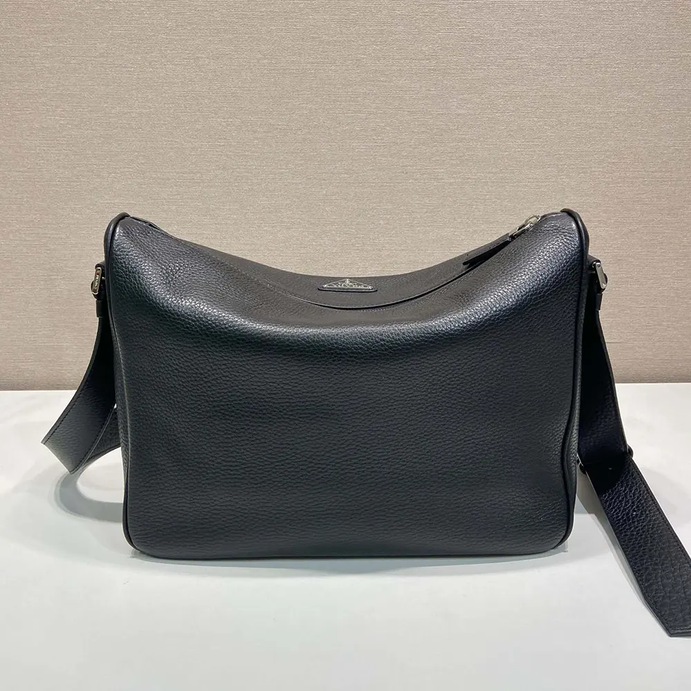 Prada Unisex Medium Leather Shoulder Bag-Black - image 4