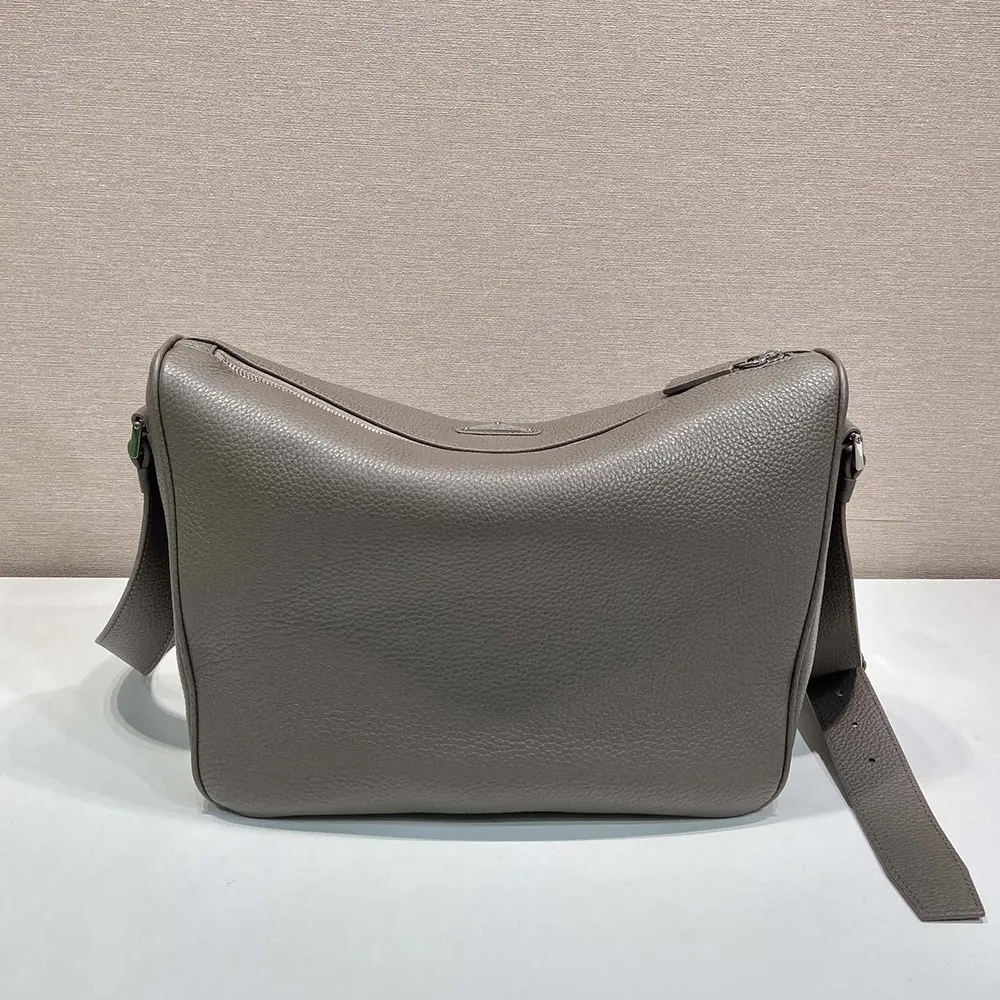 Prada Unisex Medium Leather Shoulder Bag-Gray - image 4