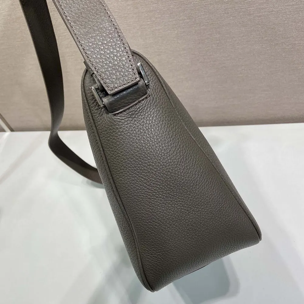 Prada Unisex Medium Leather Shoulder Bag-Gray - image 9