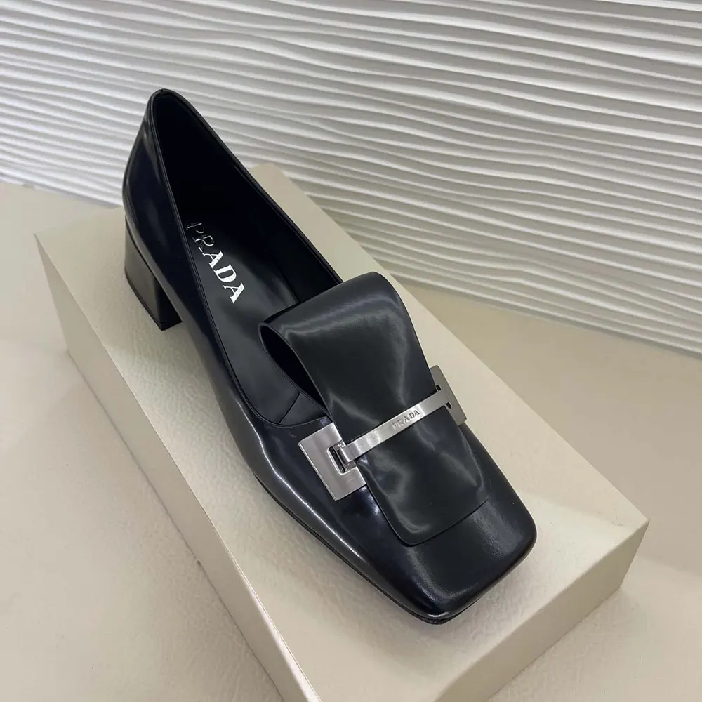 Prada Women Brushed Leather Pumps-Black - image 5