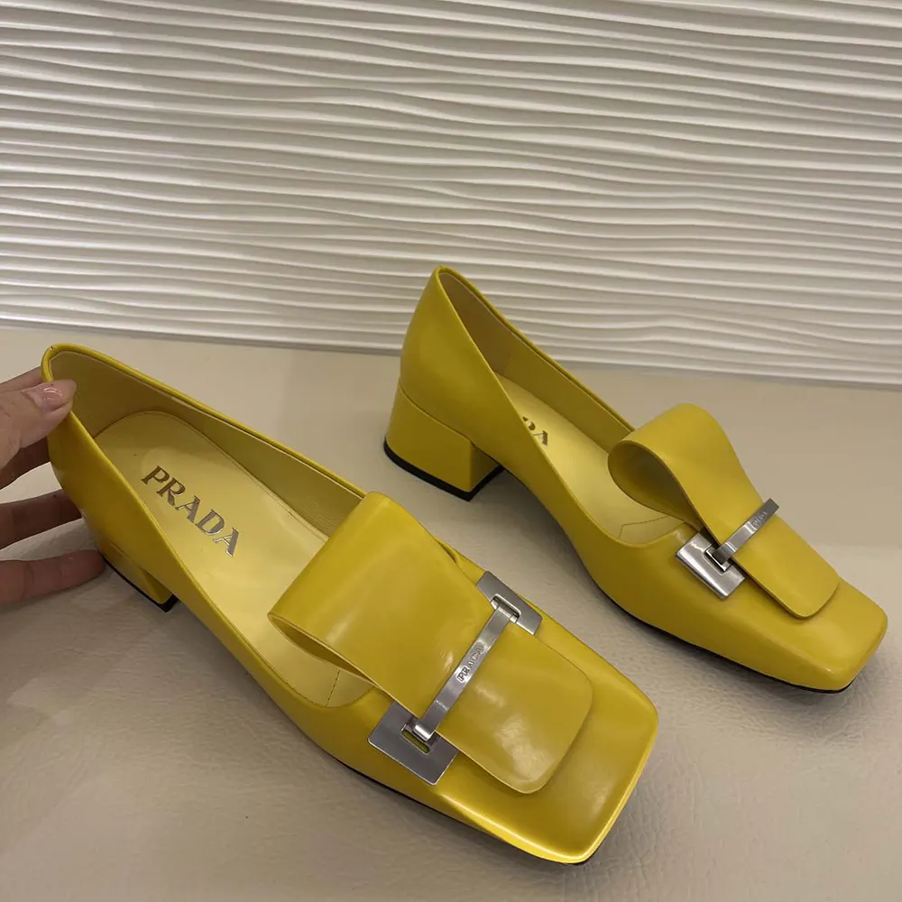 Prada Women Brushed Leather Pumps-Yellow - image 4