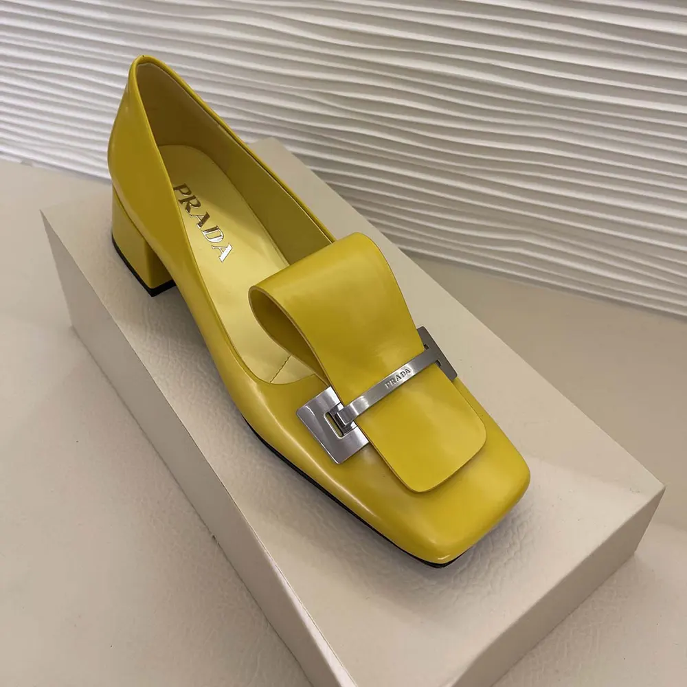 Prada Women Brushed Leather Pumps-Yellow - image 5