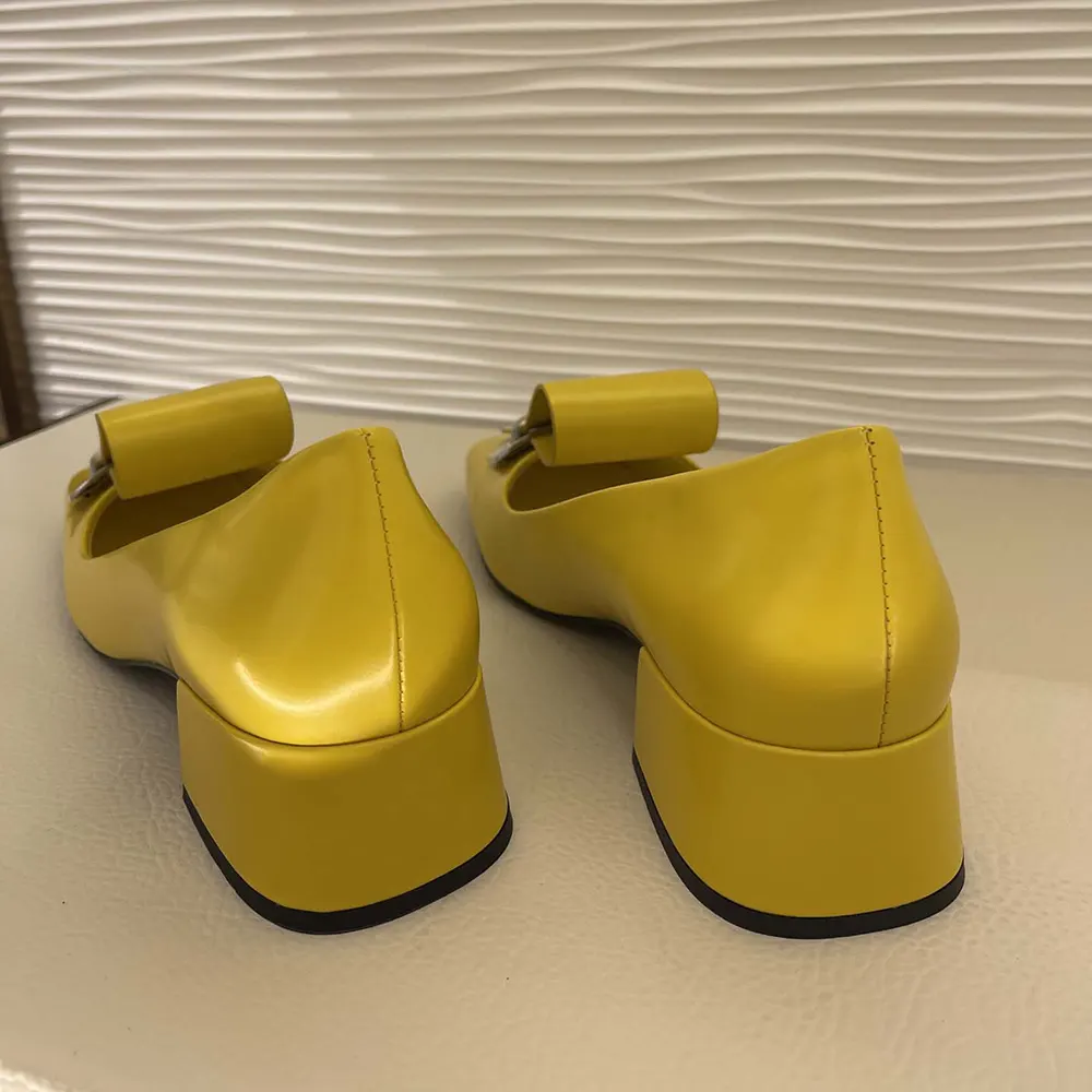 Prada Women Brushed Leather Pumps-Yellow - image 7
