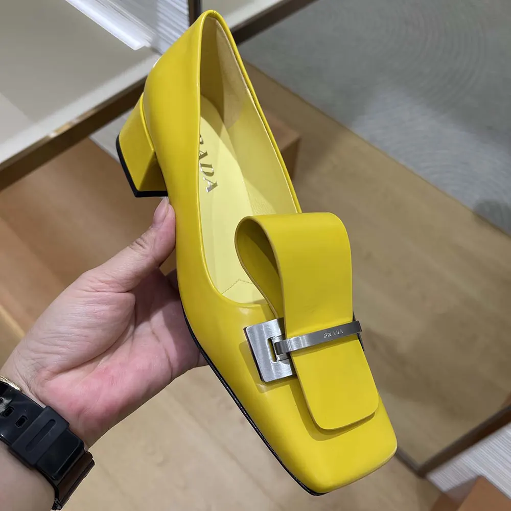 Prada Women Brushed Leather Pumps-Yellow - image 6