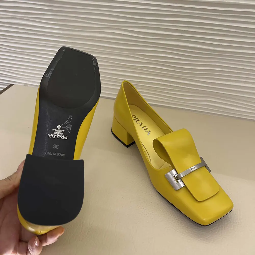 Prada Women Brushed Leather Pumps-Yellow - image 8