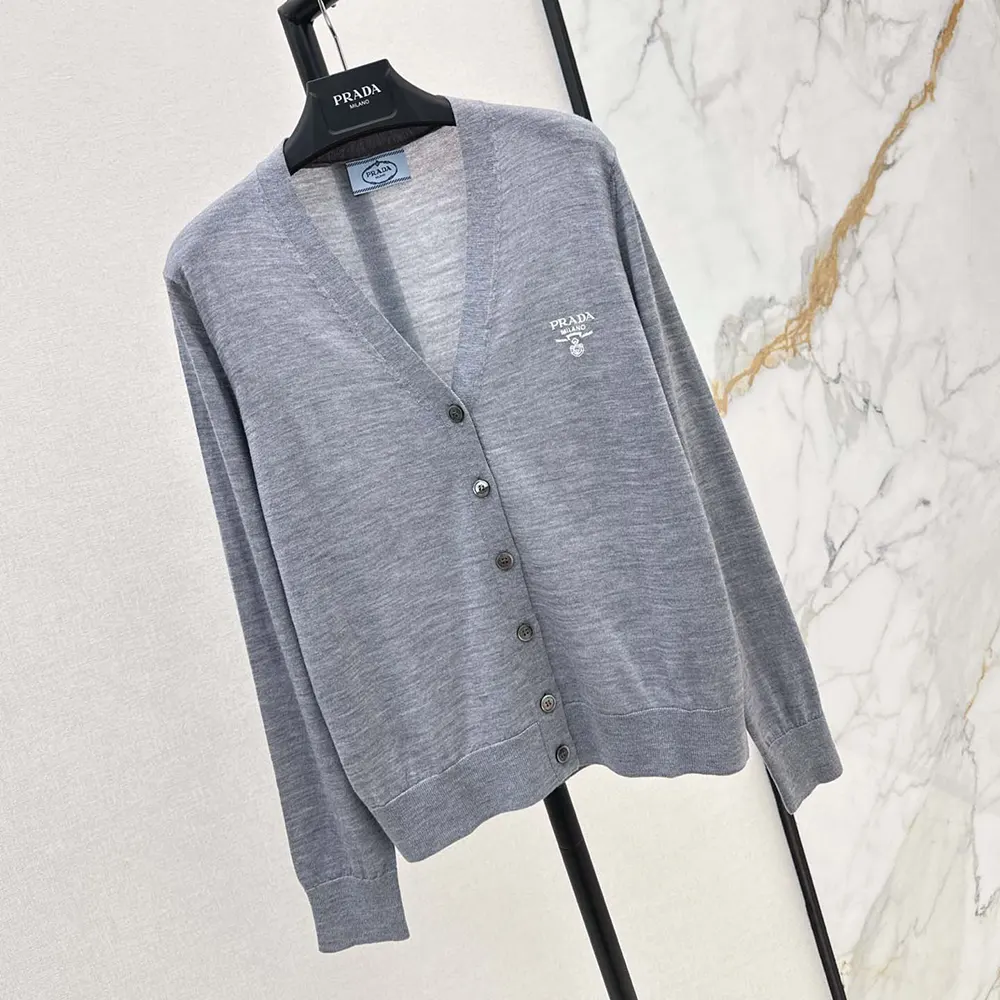 Prada Men Cashmere Cardigan-Gray - image 4