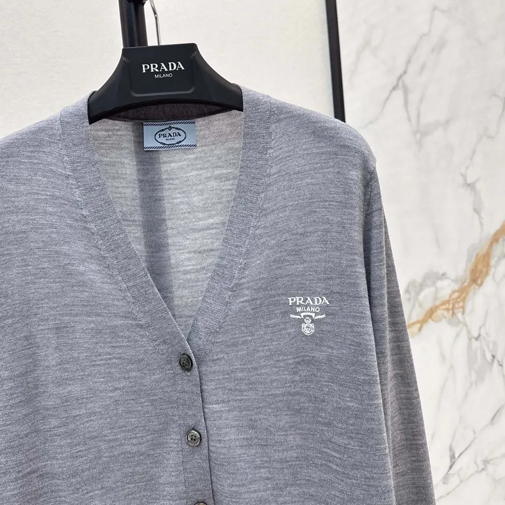 Prada Men Cashmere Cardigan-Gray - image 6