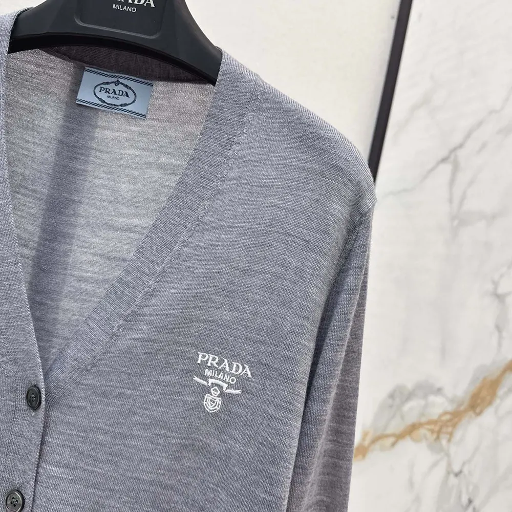 Prada Men Cashmere Cardigan-Gray - image 7