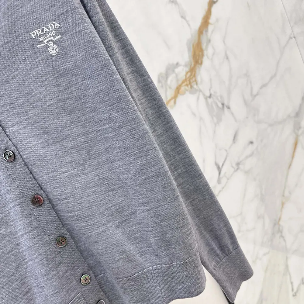 Prada Men Cashmere Cardigan-Gray - image 9