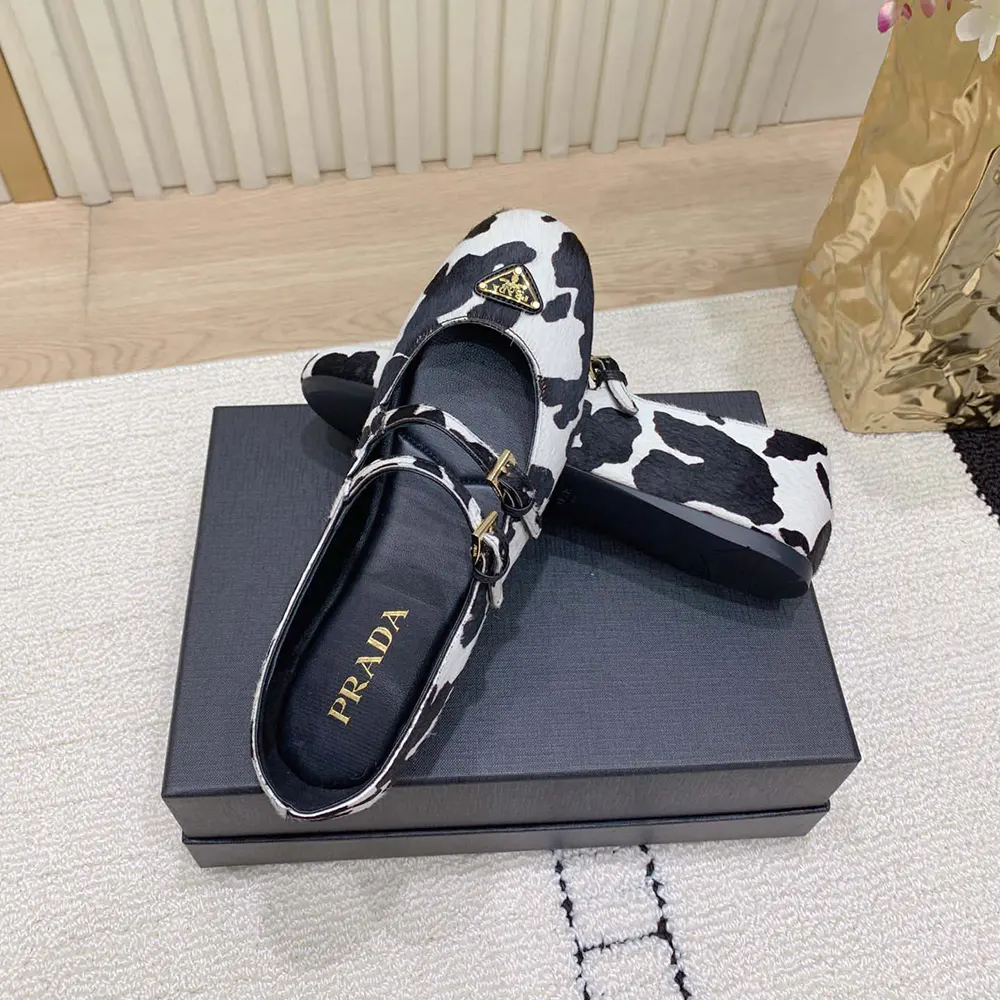 Prada Women Printed Leather Ballerinas - image 4