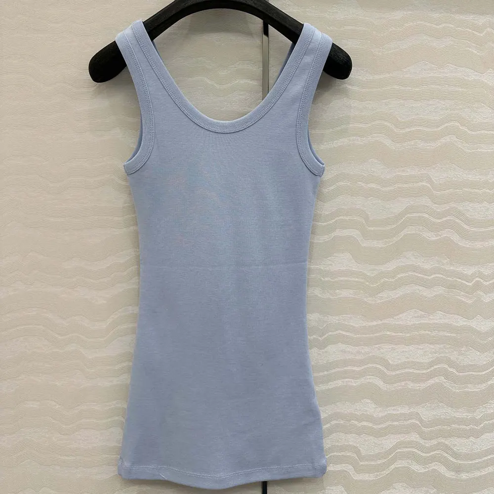 Side angle showing slim fit silhouette of Prada Men Ribbed Knit Top-Blue