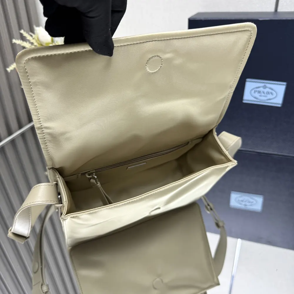 Prada Women Small Padded Re-Nylon Shoulder Bag-Beige - image 7